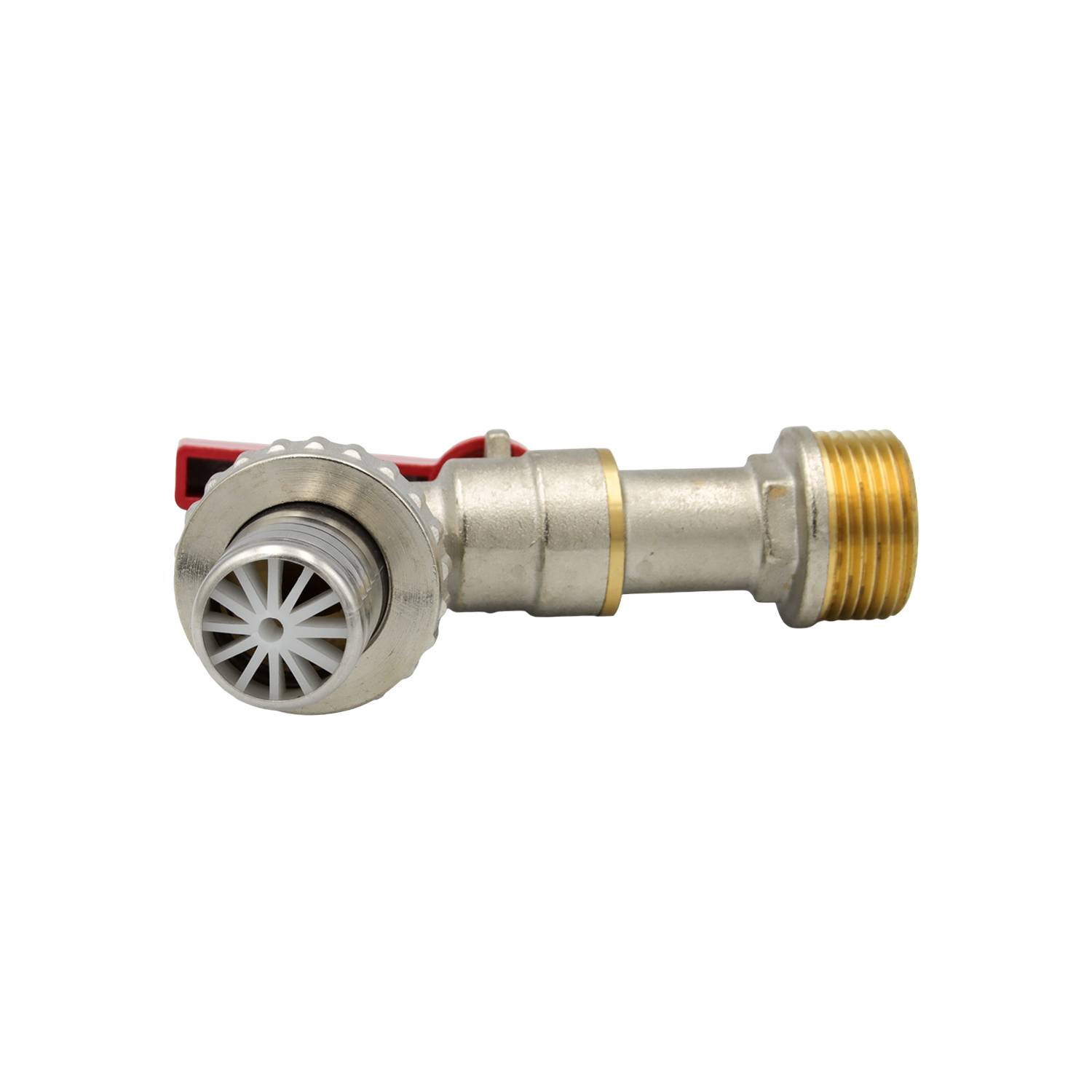 Kugelauslaufhahn 1" AG flacher Griff mit Schlauchtülle-4