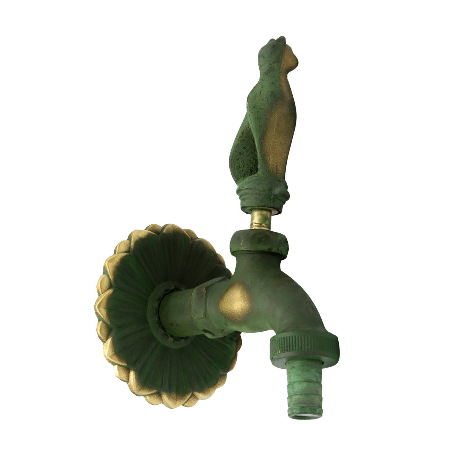 Auslaufhahn Nostalgie 1/2" AG Messing Katze mit Schlauchtülle-0
