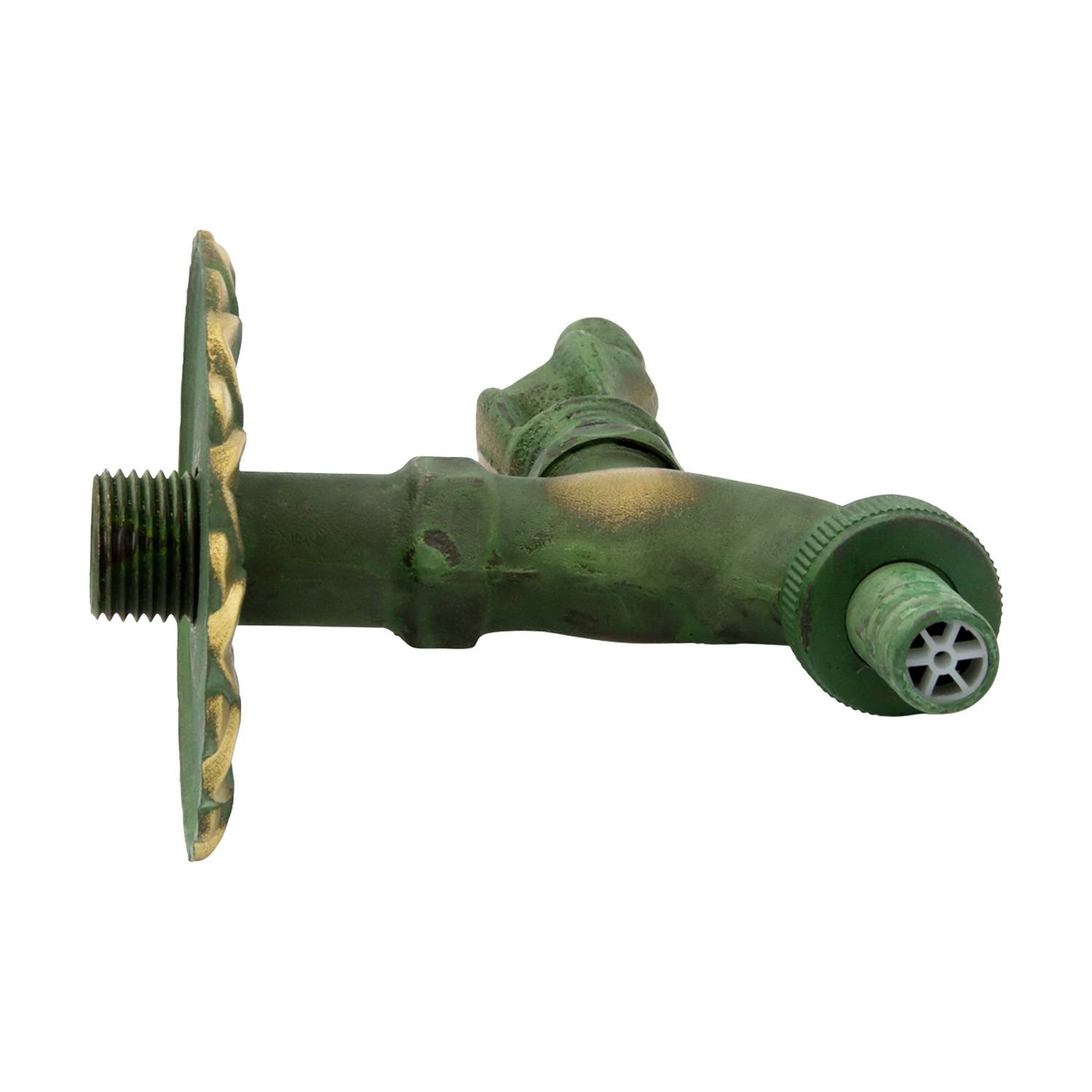 Auslaufhahn Nostalgie 1/2" AG Messing Katze mit Schlauchtülle-2