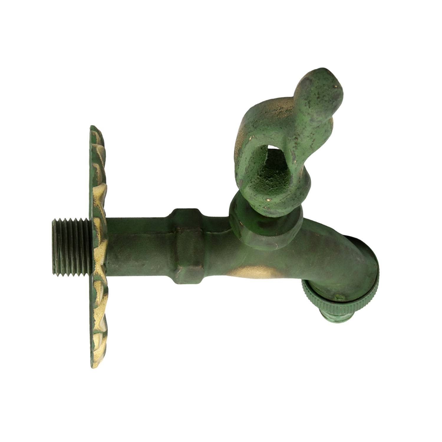 Auslaufhahn Nostalgie 1/2" AG Messing Katze mit Schlauchtülle-3