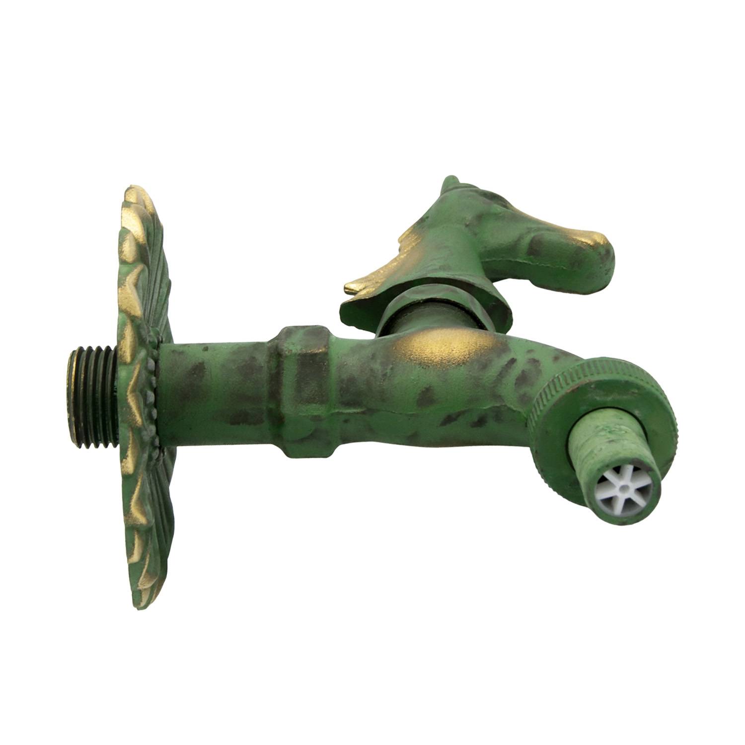 Auslaufhahn Nostalgie 1/2" AG Messing Pferd mit Schlauchtülle-2