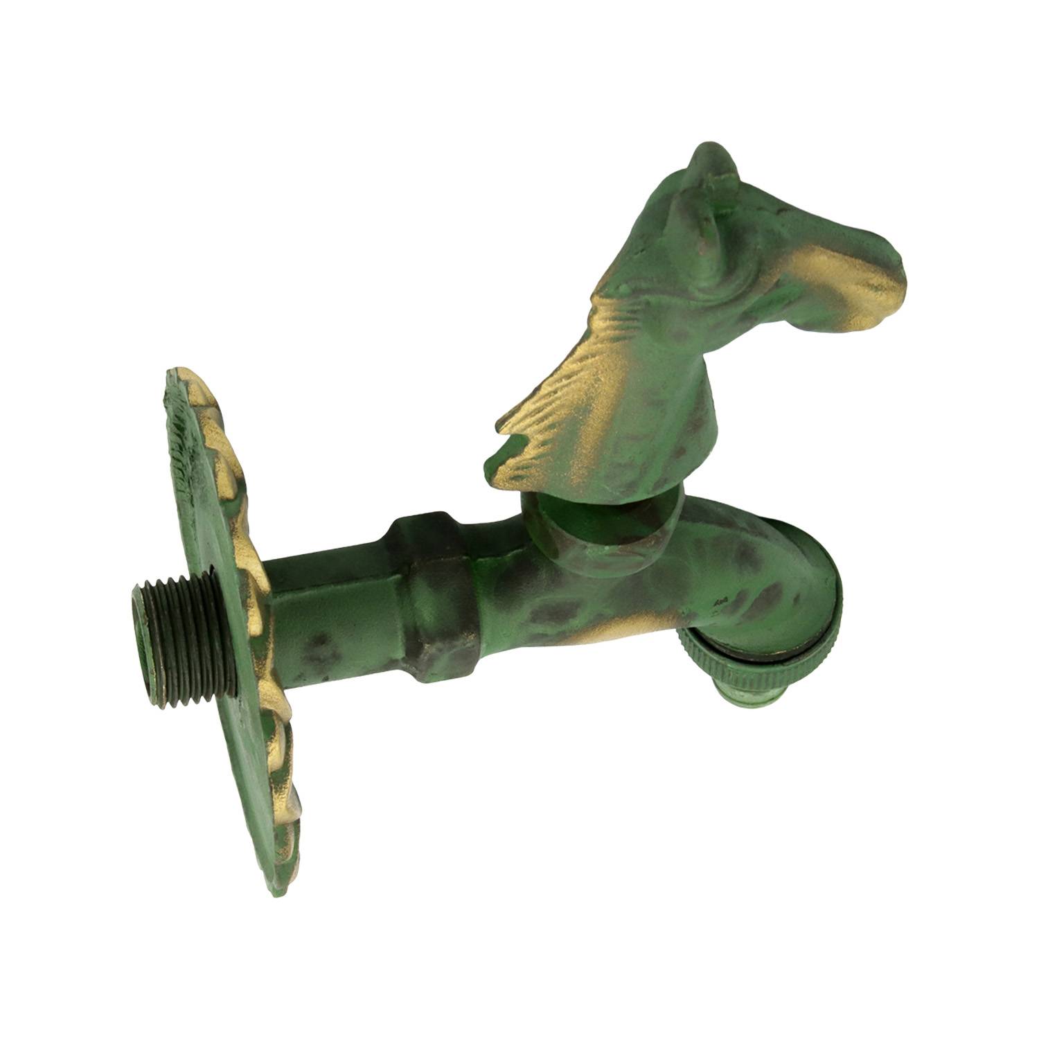 Auslaufhahn Nostalgie 1/2" AG Messing Pferd mit Schlauchtülle-3
