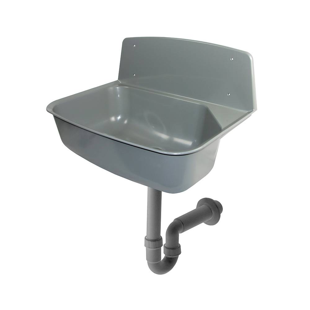 Ausgussbecken aus Kunststoff mit Spritzschutz und siphon DN 40/50-0