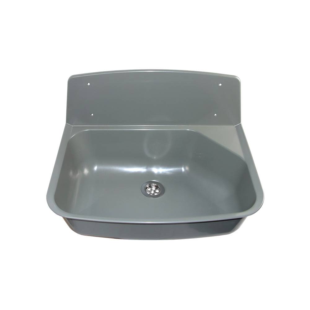 Ausgussbecken aus Kunststoff mit Spritzschutz und siphon DN 40/50-1