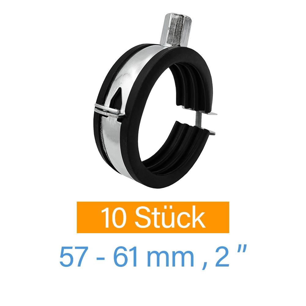 10x Stahl Rohrschelle 57-61 mm 2 Zoll Rohrhalter Rohrhalterung Rohrbefestigung-0