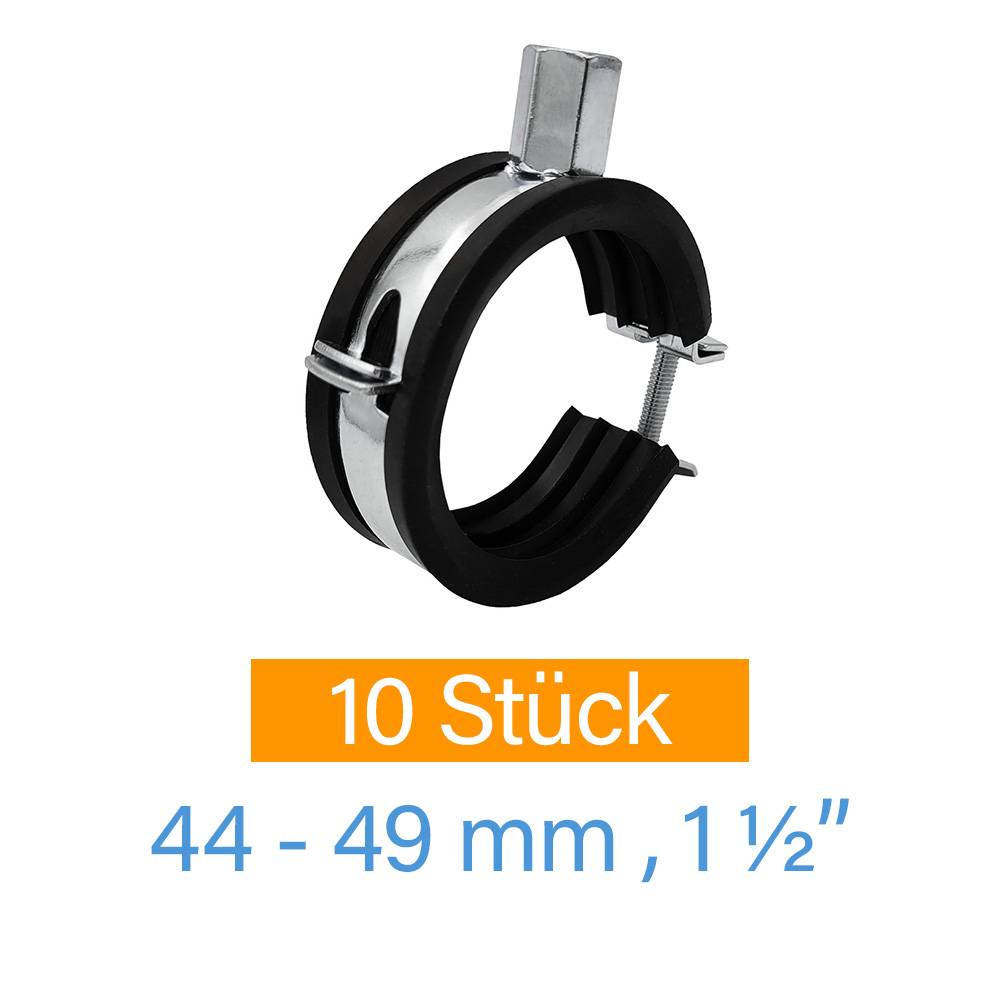 10x Stahl Rohrschelle 44 - 49 mm Rohrhalter Rohrhalterung Rohrbefestigung-0