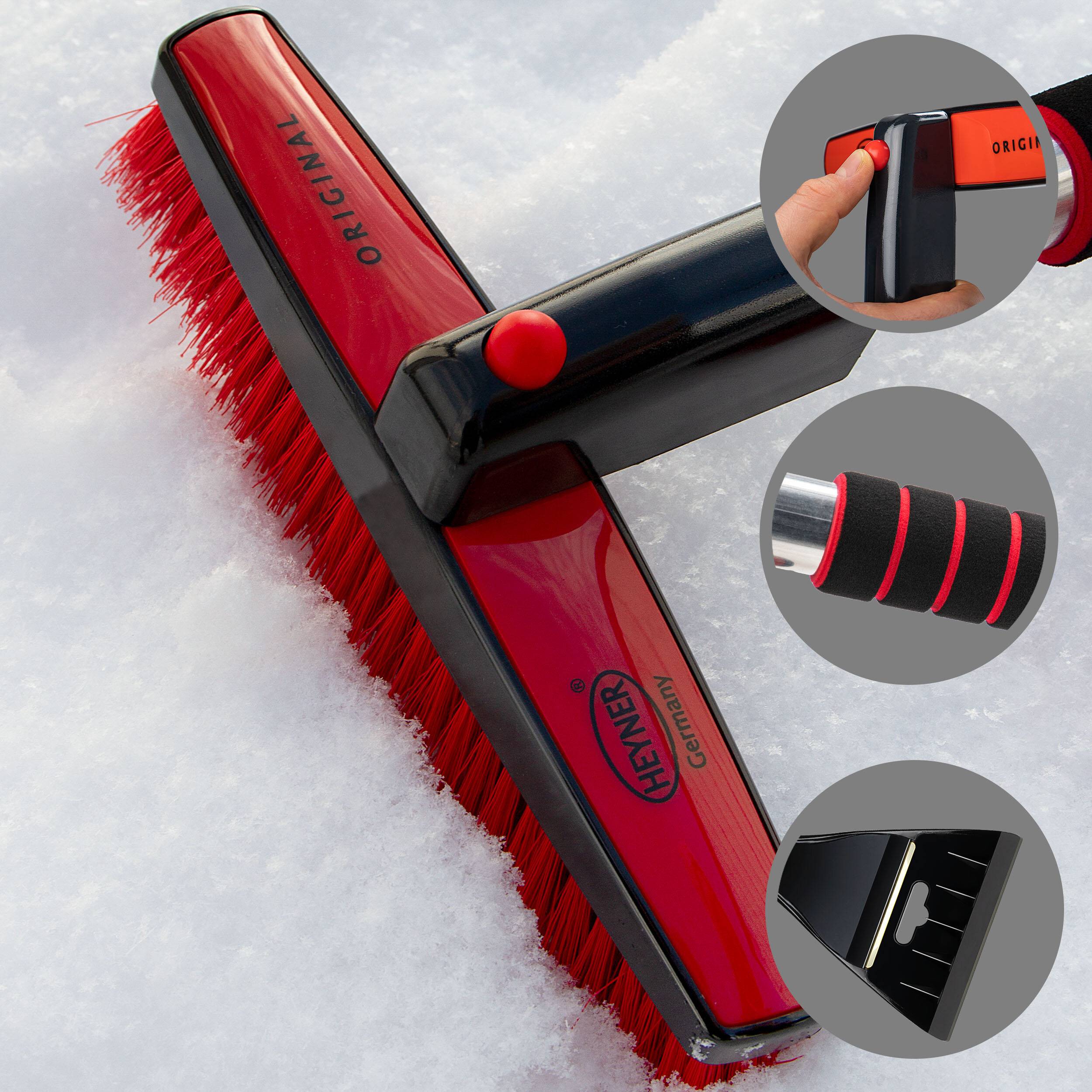 HEYNER® Eiskratzer 11cm mit Teleskop-Schneebesen, Messingklinge 6,5cm ausziehbar 100-160 cm & drehbar 360°-3