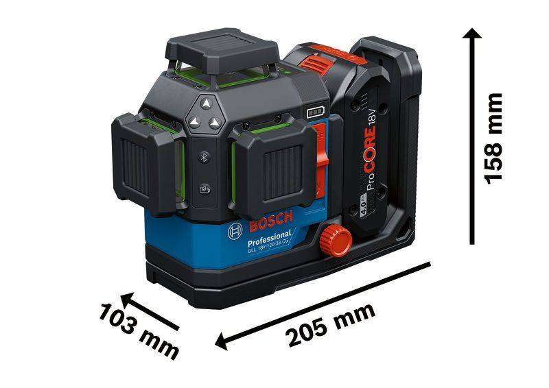 Bosch GLL 18V-120-33 CG Professional Kreuzlinienlaser grün 35 m ( 0601065101 ) selbstnivellierend + L-BOXX-1
