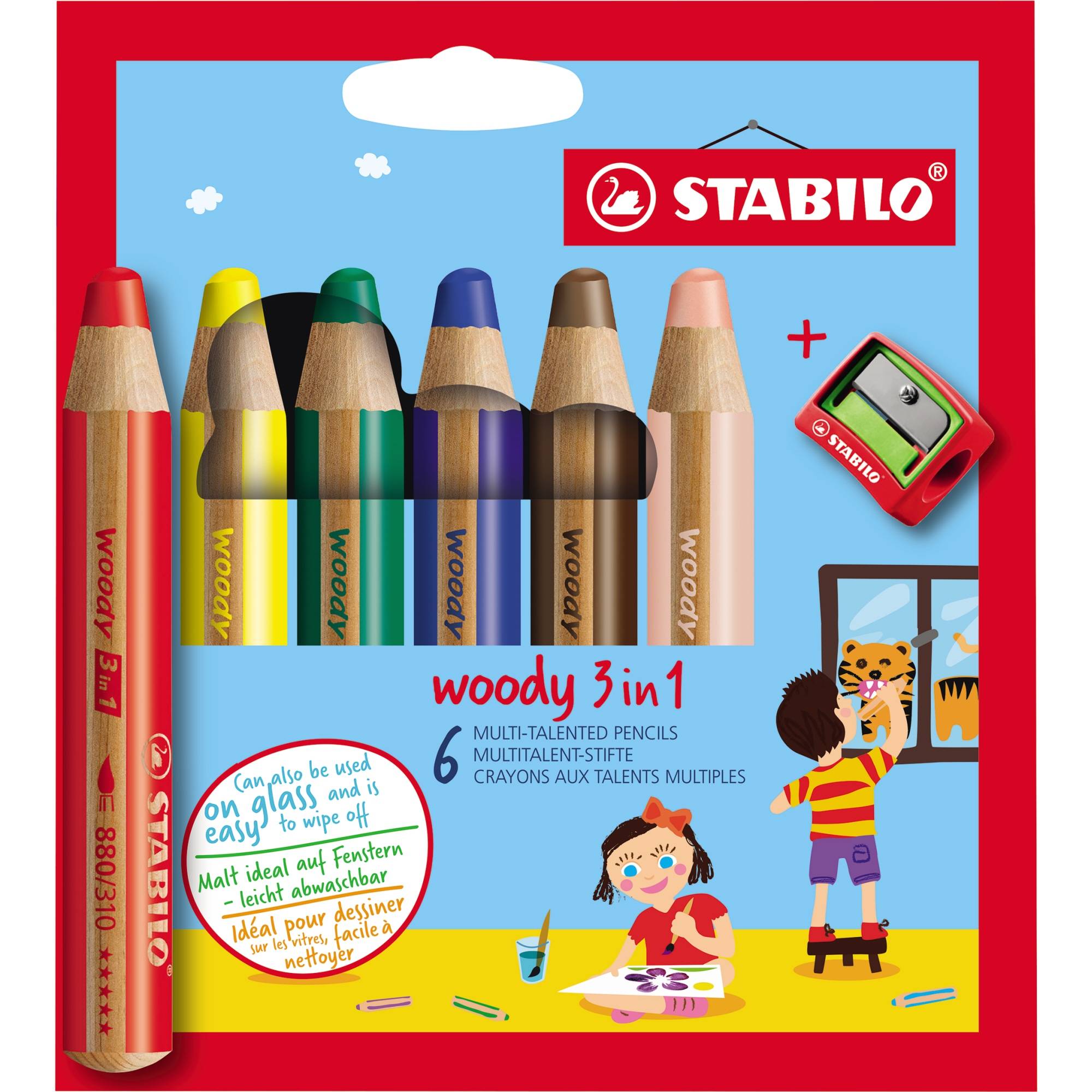 Farbstift woody 3in1 sort 6St +Spitzer-0