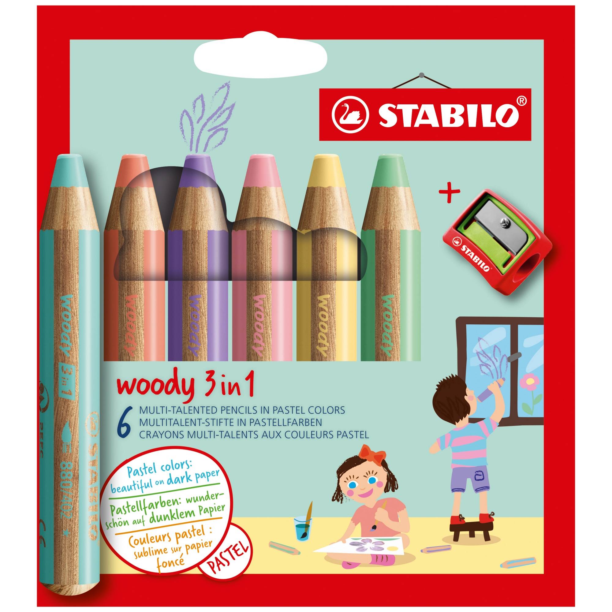 Buntstift Set woody 3in1 sort 6St +Spitzer-0
