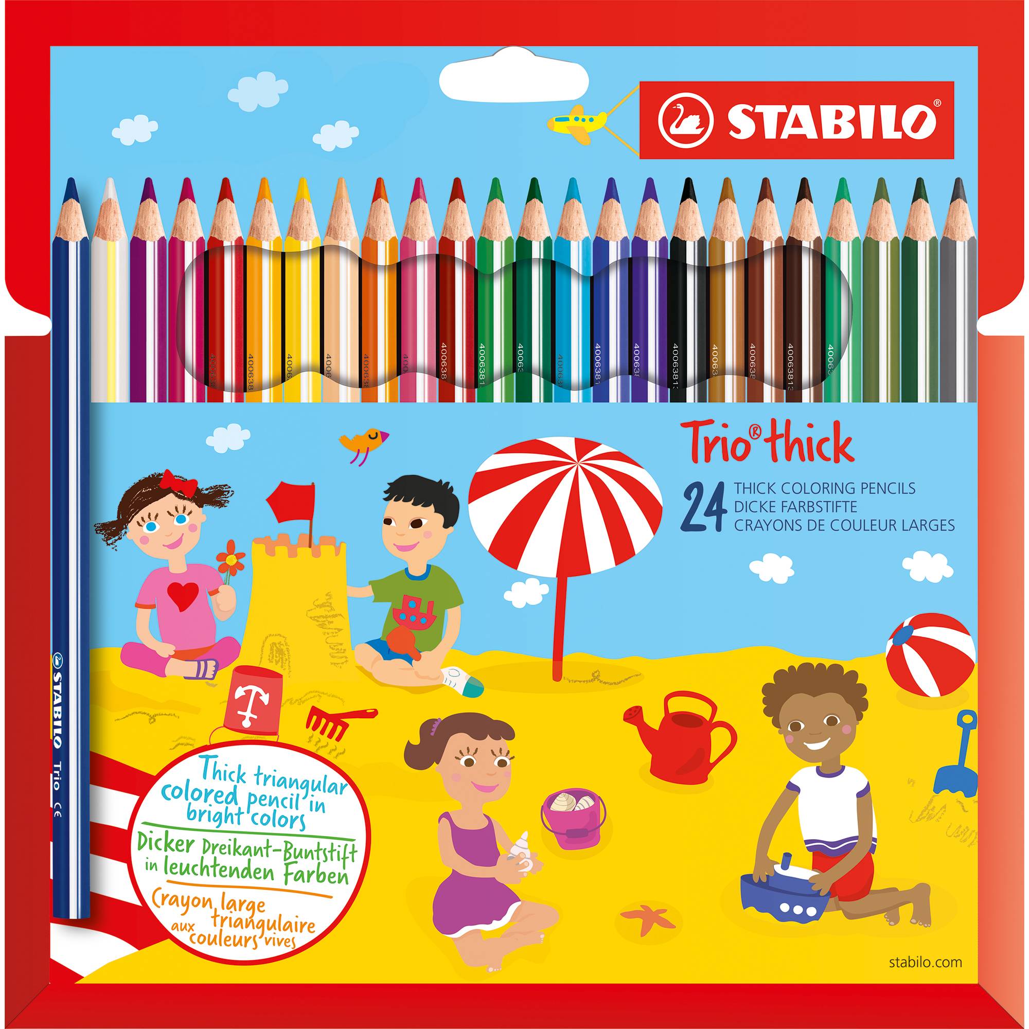Farbstift Trio thick 4,2mm sort 24St-0