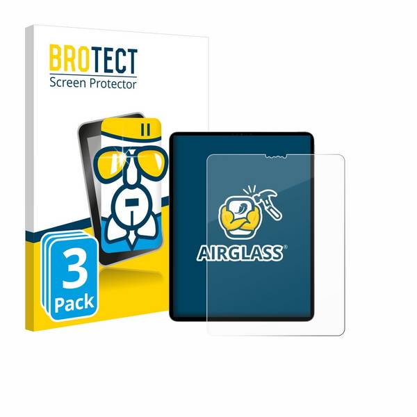 3x BROTECT AirGlass Glas Panzer-Folie für Apple iPad Pro 12.9 2022 (6. Gen.) -