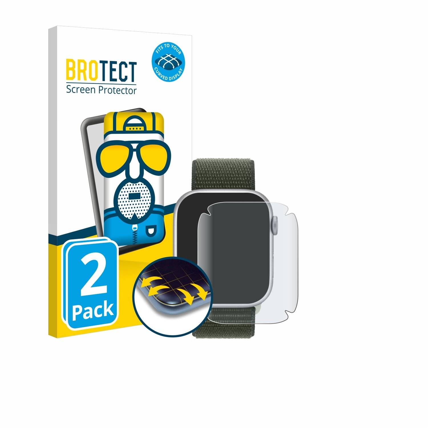 2x BROTECT Flex Matt Full-Screen Folie für Apple Watch Series 9 (41-0