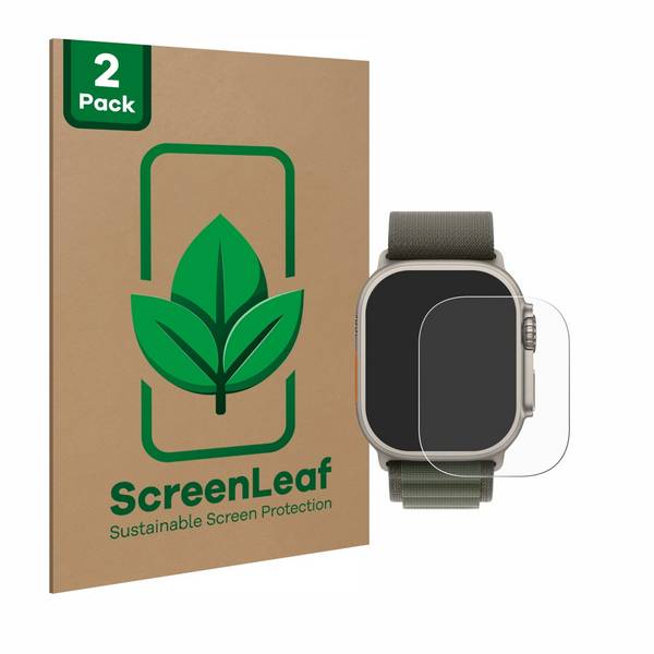 2x ScreenLeaf Clear Nachhaltiger Displayschutz für Apple Watch Ultra (49