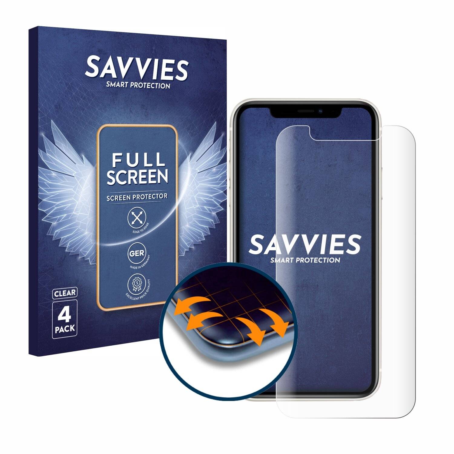 4x Savvies Full-Screen Folie für Apple iPhone-0