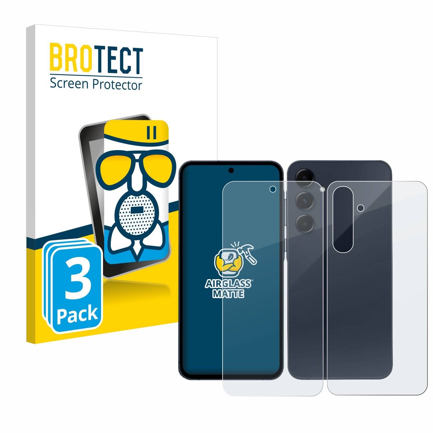 3x BROTECT AirGlass Matt Glas Panzer Folie für Samsung Galaxy A55 5G-0