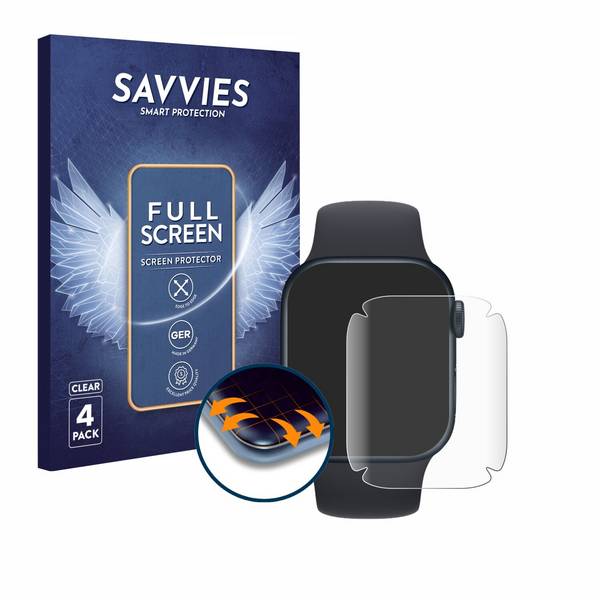 4x Savvies Full-Screen Folie für Apple Watch Series 8 (41