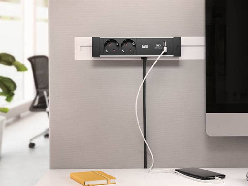BACHMANN DESK RAIL 2xCH T13 USB Charger, 1xCM 2,0m GST18 Schweiz-1