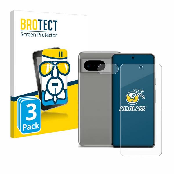 3x BROTECT AirGlass Glas Panzer-Folie für Google Pixel 8 (Display+Kamera) -