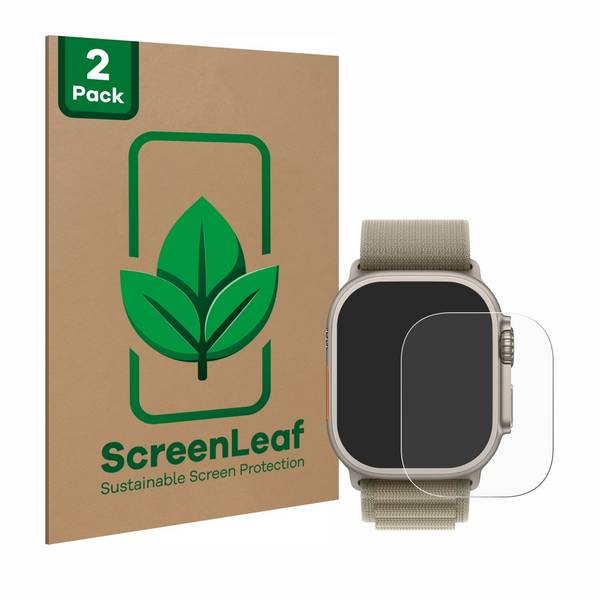 2x ScreenLeaf Clear Nachhaltiger Displayschutz für Apple Watch Ultra 2 (49