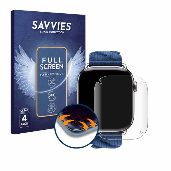 4x Savvies Full-Screen Folie für Apple Watch Hermès Series 10 (46