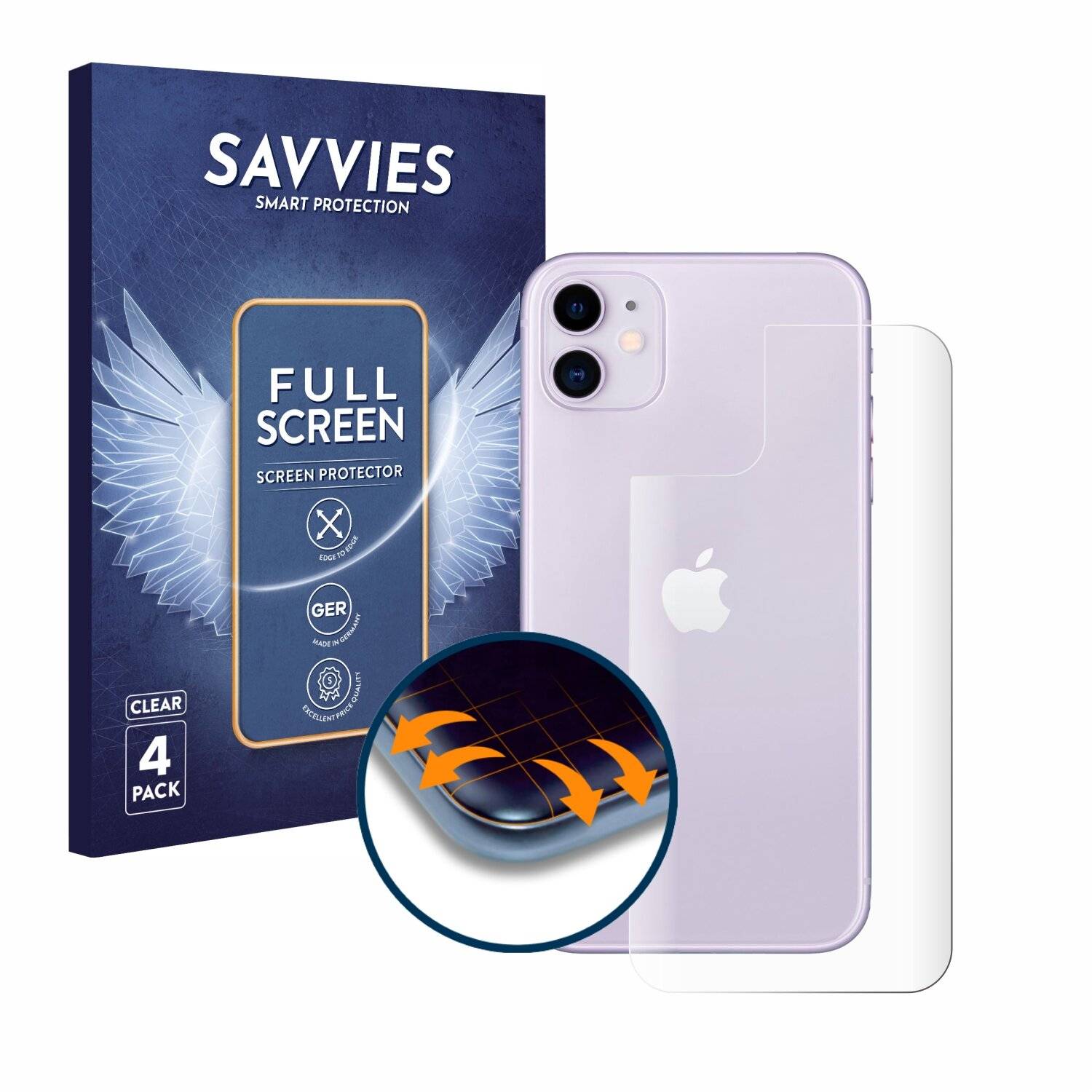 4x Savvies Full-Screen Folie für Apple iPhone 11-0