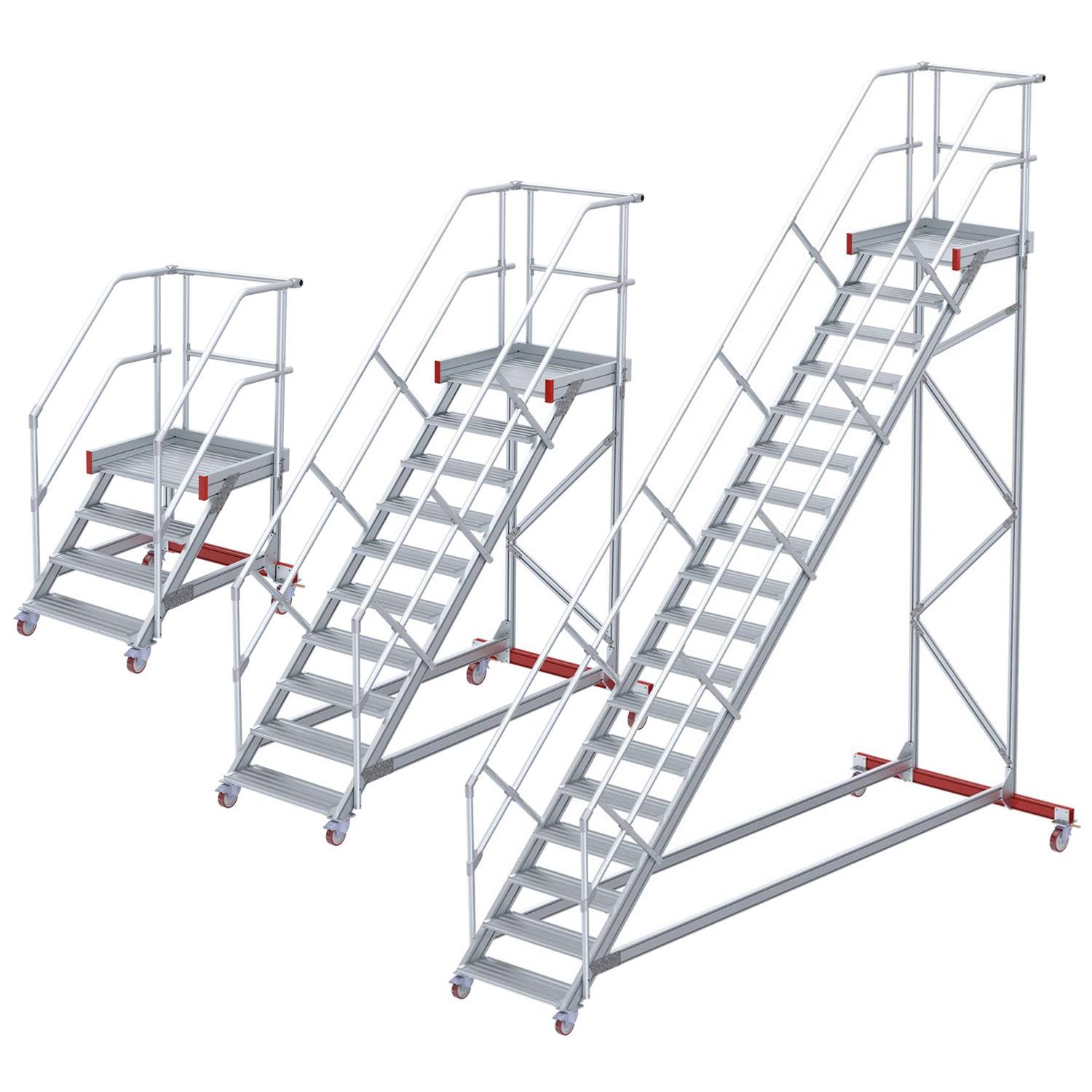 Euroline 513 Wartungsbühne 45° 600mm Stufenbreite 17 Stufen Stahl Gitterrost-0