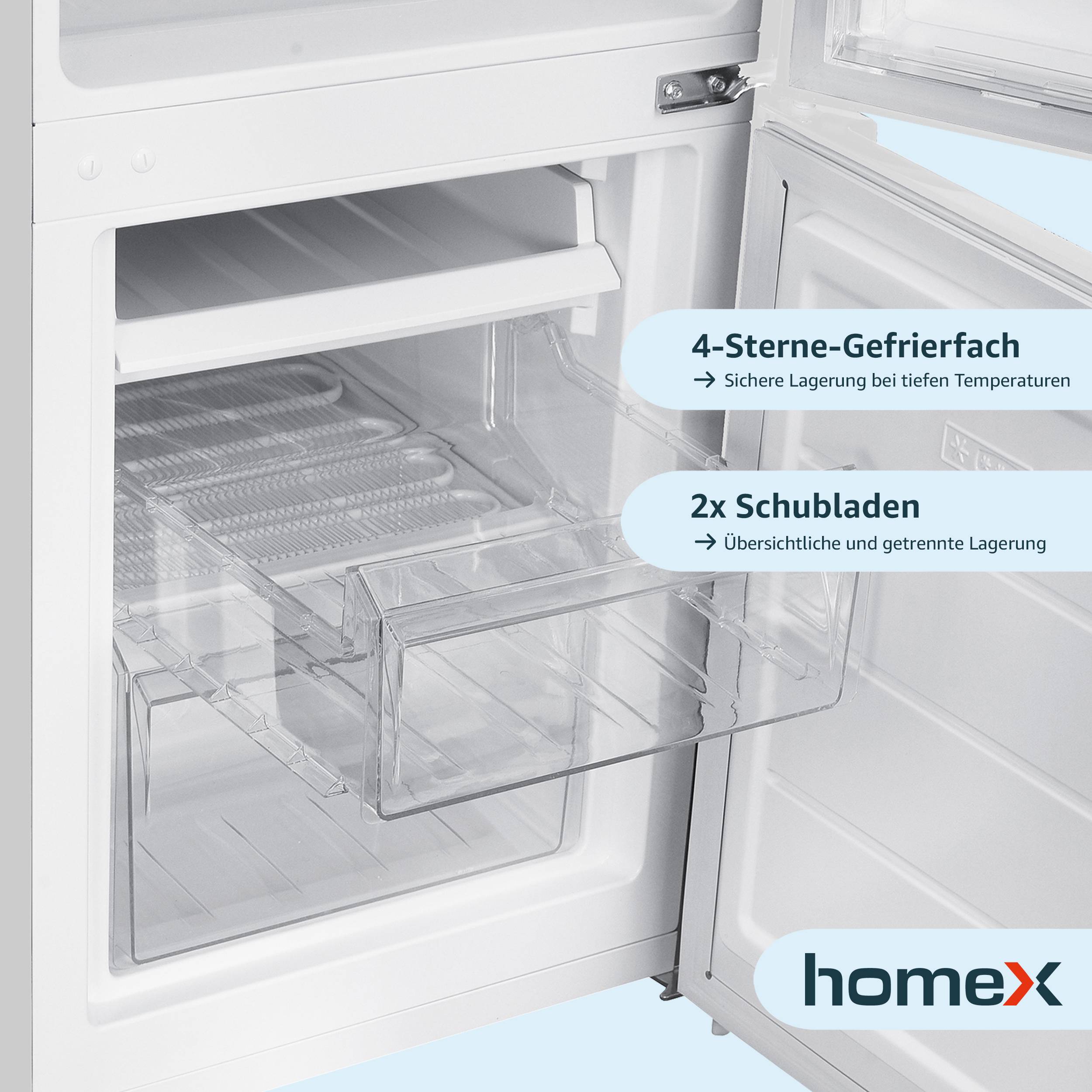 homeX Kühlschrank mit Gefrierfach | Kühl-Gefrierkombination freistehend | 173 Liter Nutzinhalt | 40 dB | CFS1110-W weiß-4