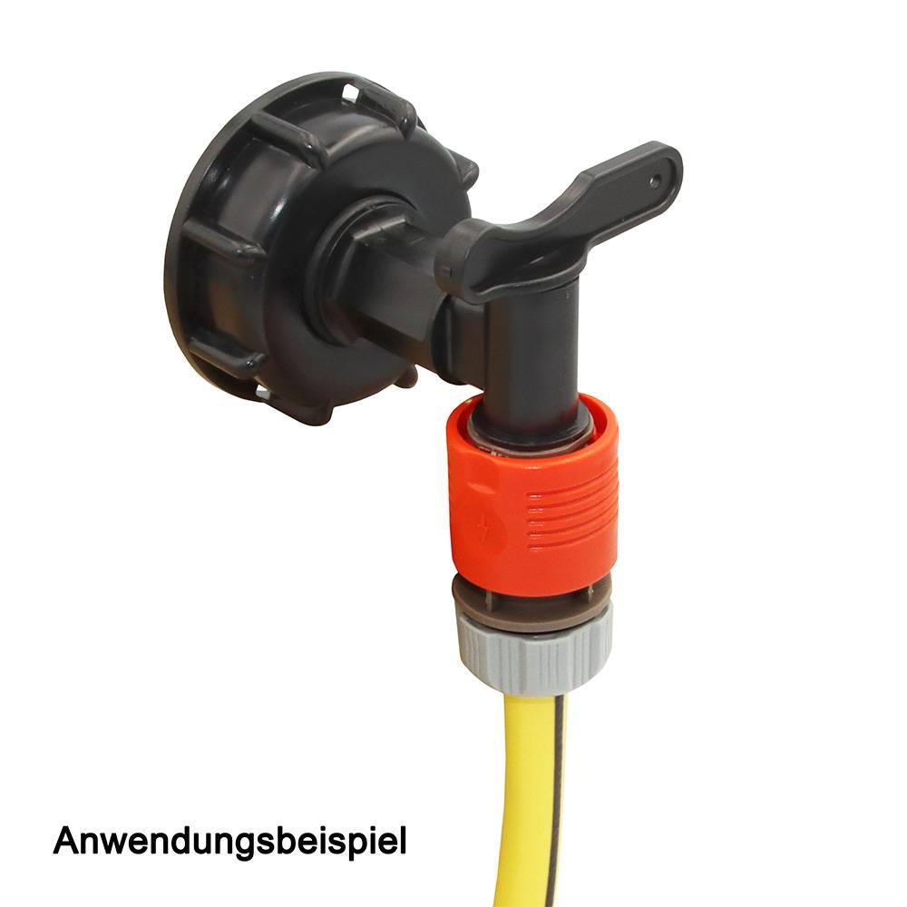 IBC Adapter S60x6 PE Kunststoff mit kleinem Absperrhahn Container-1