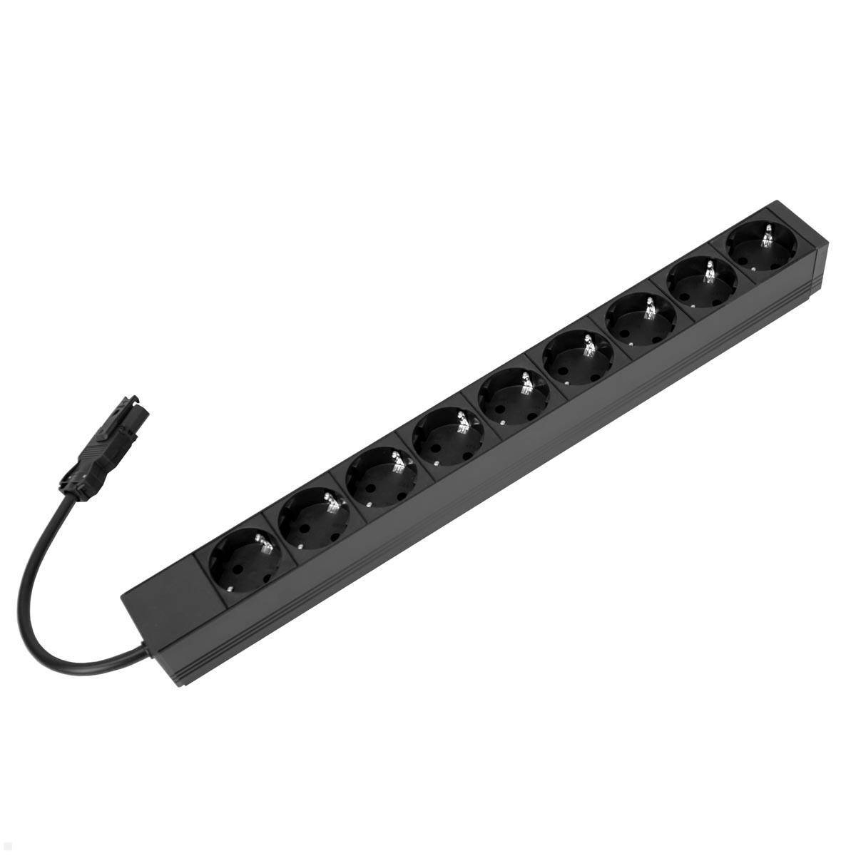 BACHMANN 19" Steckdosenleiste 9fach, ohne Schalter, schwarz, GST18-1