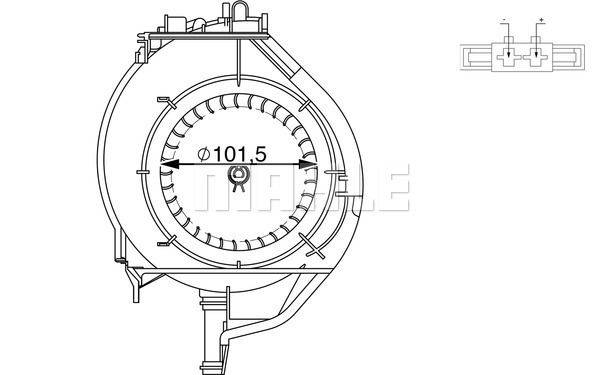 Innenraumgebläse 12 V 378 W Ø 101 mm 2-polig MAHLE für u.a. AUDI A6