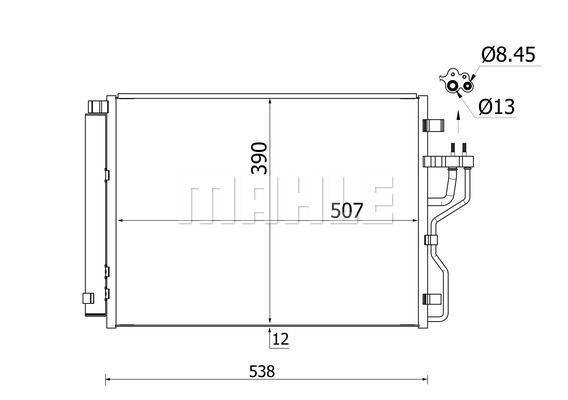 Kondensator Klima mit Trockner Rohre parallel MAHLE für u.a. HYUNDAI ix35-0