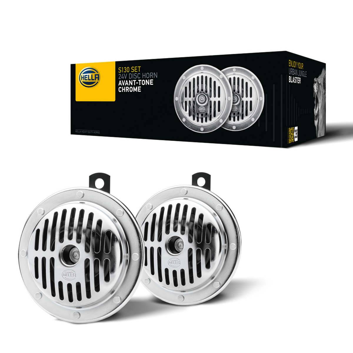 HELLA 3CB 004 811-071 Horn - 24V - 114dB(A) - Frequenzbereich: 280/380Hz - Gehäusefarbe: schwarz-1