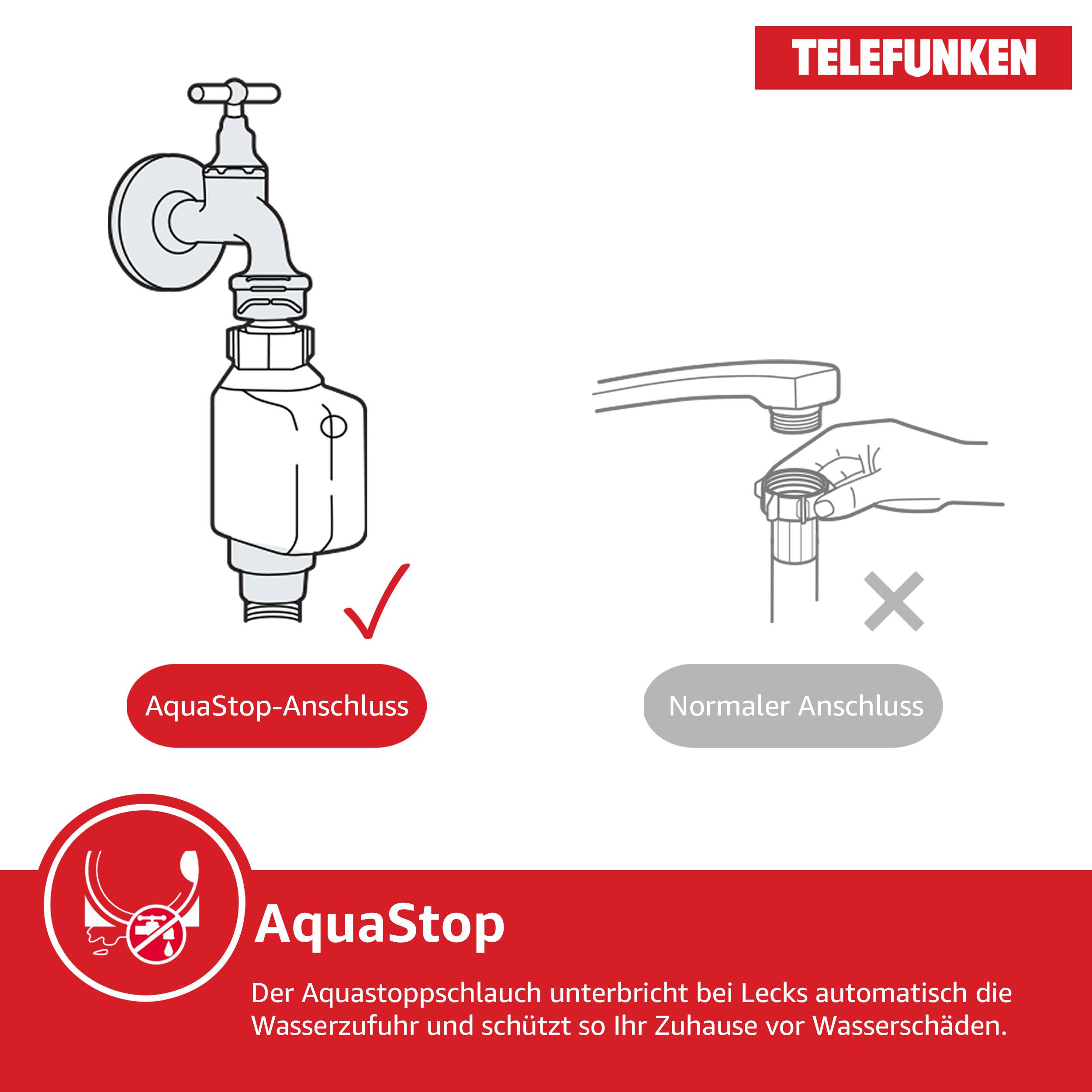 Telefunken Geschirrspüler freistehend | Spülmaschine 60 cm | 12 Gedecke | 9 Programme | AquaStop | 44 dB | G-FS-6014-C-I-4
