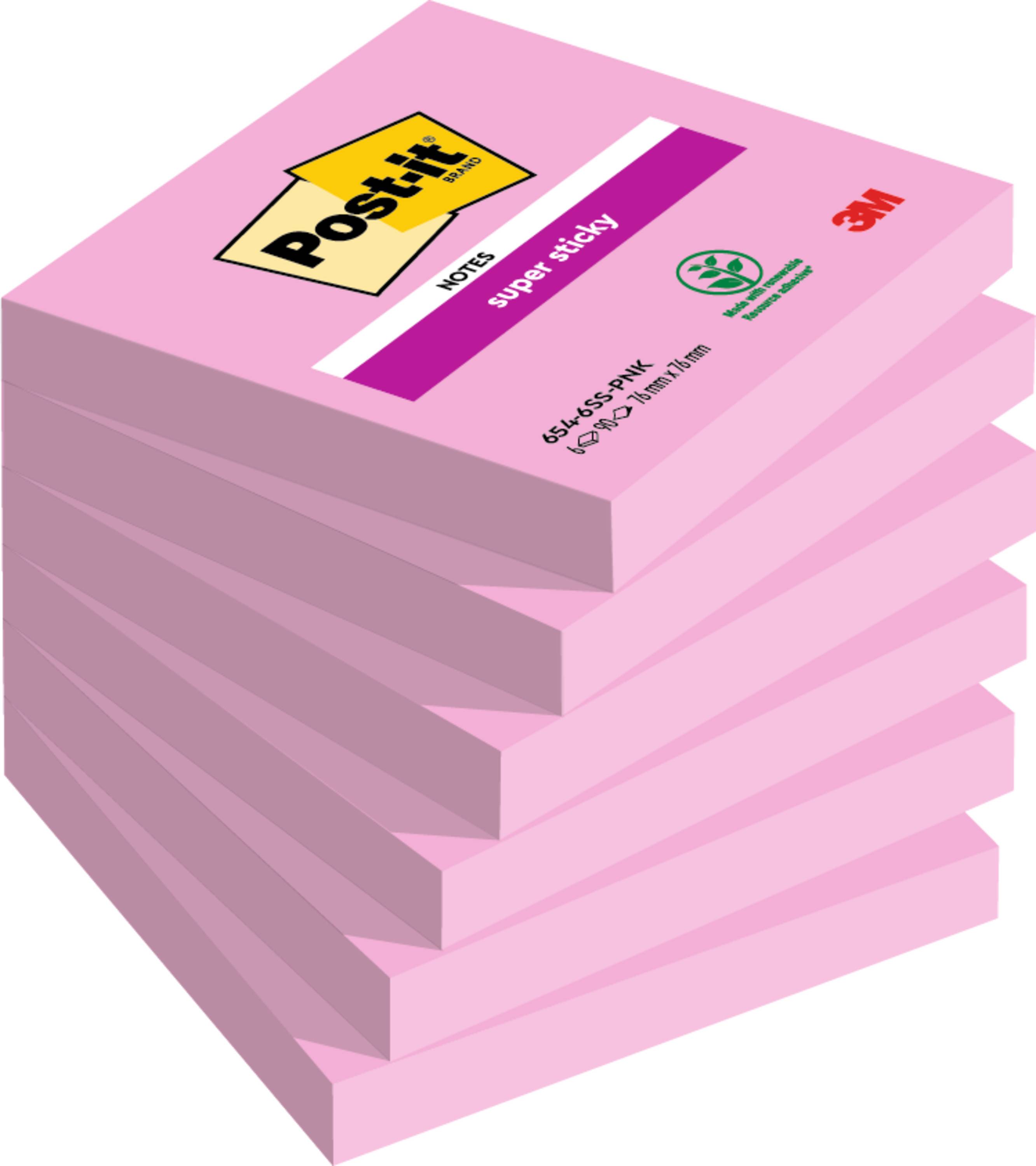 3M 654-6SS-PNK, Quadratisch, Pink, Papier, 76 mm, 76 mm, 90 Blätter-5