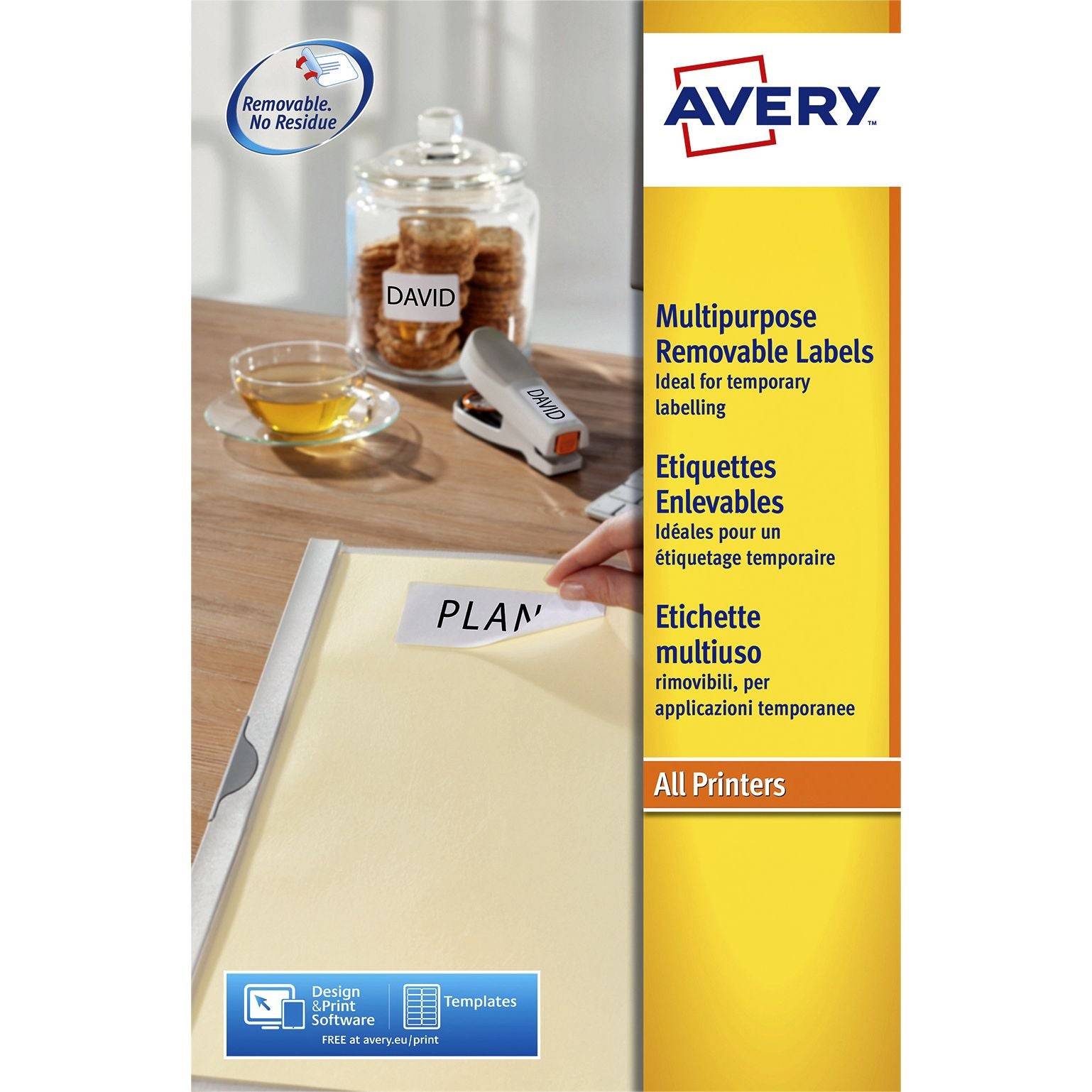 AVERY ZWECKFORM - Avery L6025REV - Entfernbarer Klebstoff - weiß - 46.6 x 63.5 mm 450 Stck. (25 Bogen x 18)-3