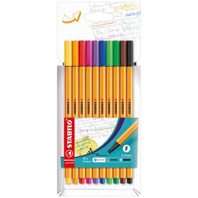 STABILO point 88 - Fineliner - gemischte Farben - 0.4 mm - fein (Packung mit 10)-4