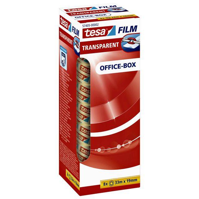 Tesafilm - Büro-Klebeband - 19 mm x 33 m - Polypropylenfolie - transparent (Packung mit 8)-9