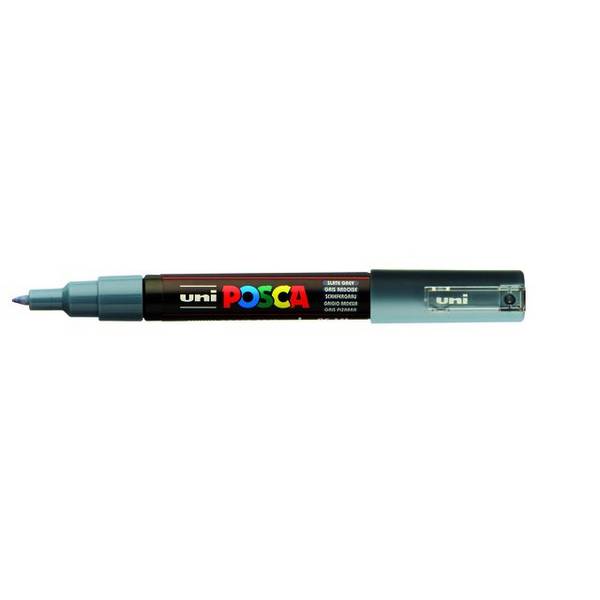 UNI-BALL - POSCA PC-1MC Schiefergrau, Grau, Mehrfarbig, Slate grey, 1 Farben, Extrafein, Tinte auf Wasserbasis