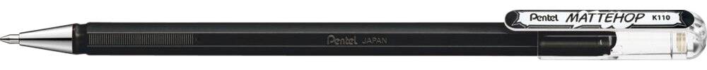 Pentel Mattehop, Verschlossener Gelschreiber, Schwarz, Schwarz, Kunststoff, Fein, 1 mm-0