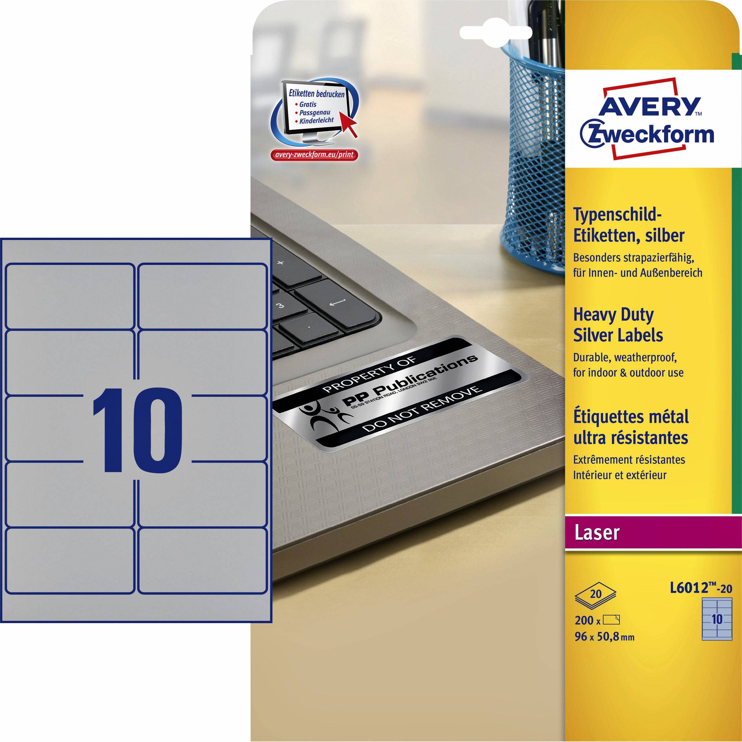 Typenschildetikett 96x50,8mm 200 St./Pack. - Artikel: 129184795-2
