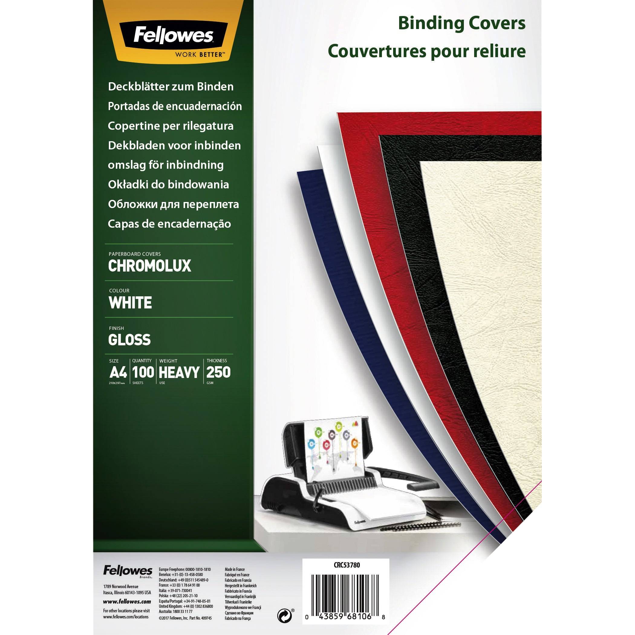 Fellowes Deckblatt Chromolux 5378006 DIN A4 weiß 100 St./Pack.-2