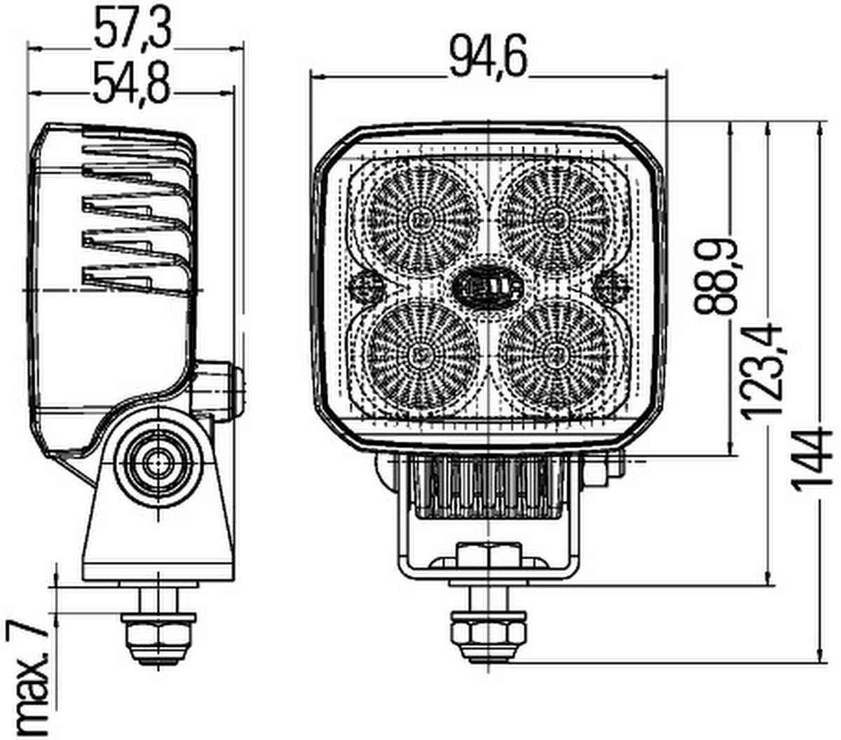 Arbeitsscheinwerfer 24 V 15 W LED 6.500 K 1.200 lm HELLA für u.a. AEBI-4