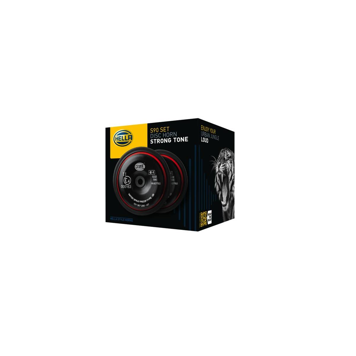 HELLA 3AM 922 000-971 Horn - S90 - 12V - 113dB(A) - Frequenzbereich: 350/415Hz - Gehäusefarbe: rot/s-0