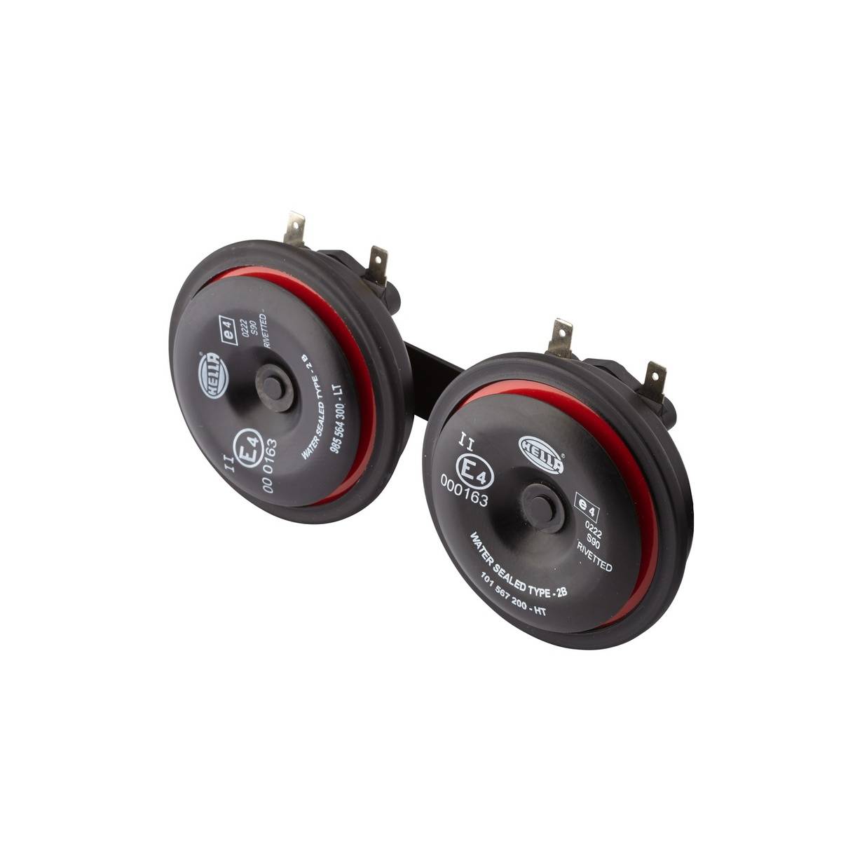 HELLA 3AM 922 000-971 Horn - S90 - 12V - 113dB(A) - Frequenzbereich: 350/415Hz - Gehäusefarbe: rot/s-3