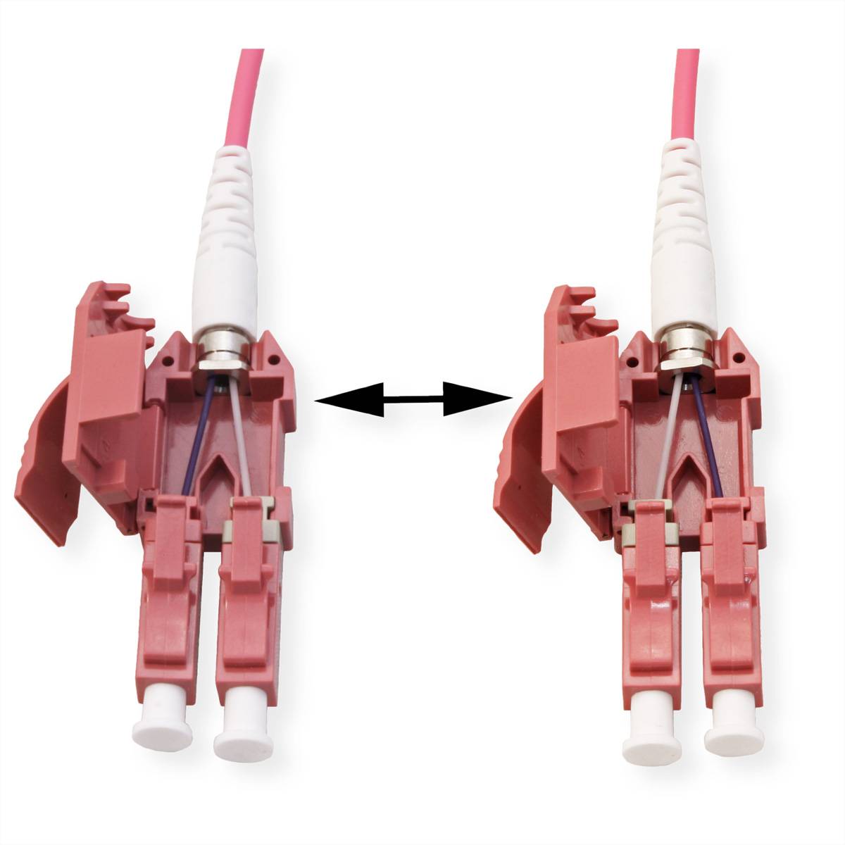 ROLINE LWL-Kabel duplex 50/125µm OM4, LC/LC, LSOH, UNIBOOT, violett, 1 m-1