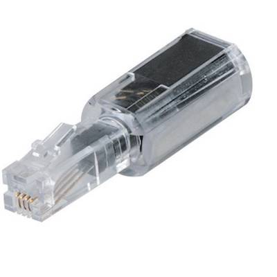 Hama Kabel-Entzwirler Adapter [1x RJ10-Stecker 4p4c - 1x RJ10-Buchse 4p4c]  Schwarz (transparent) 
