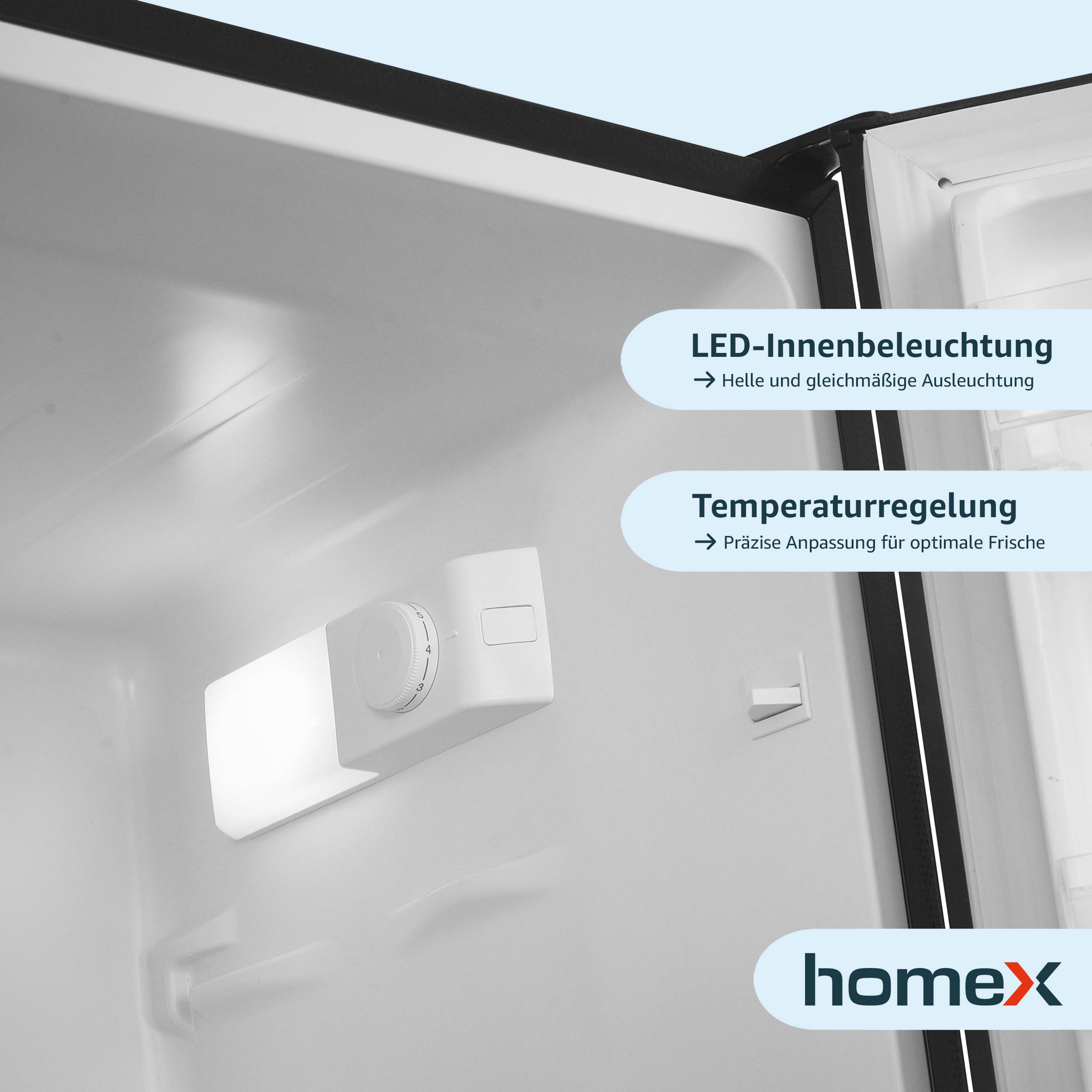 homeX Kühlschrank mit Gefrierfach | Kühl-Gefrierkombination freistehend | 173 Liter Nutzinhalt | CFS1110-B schwarz-3