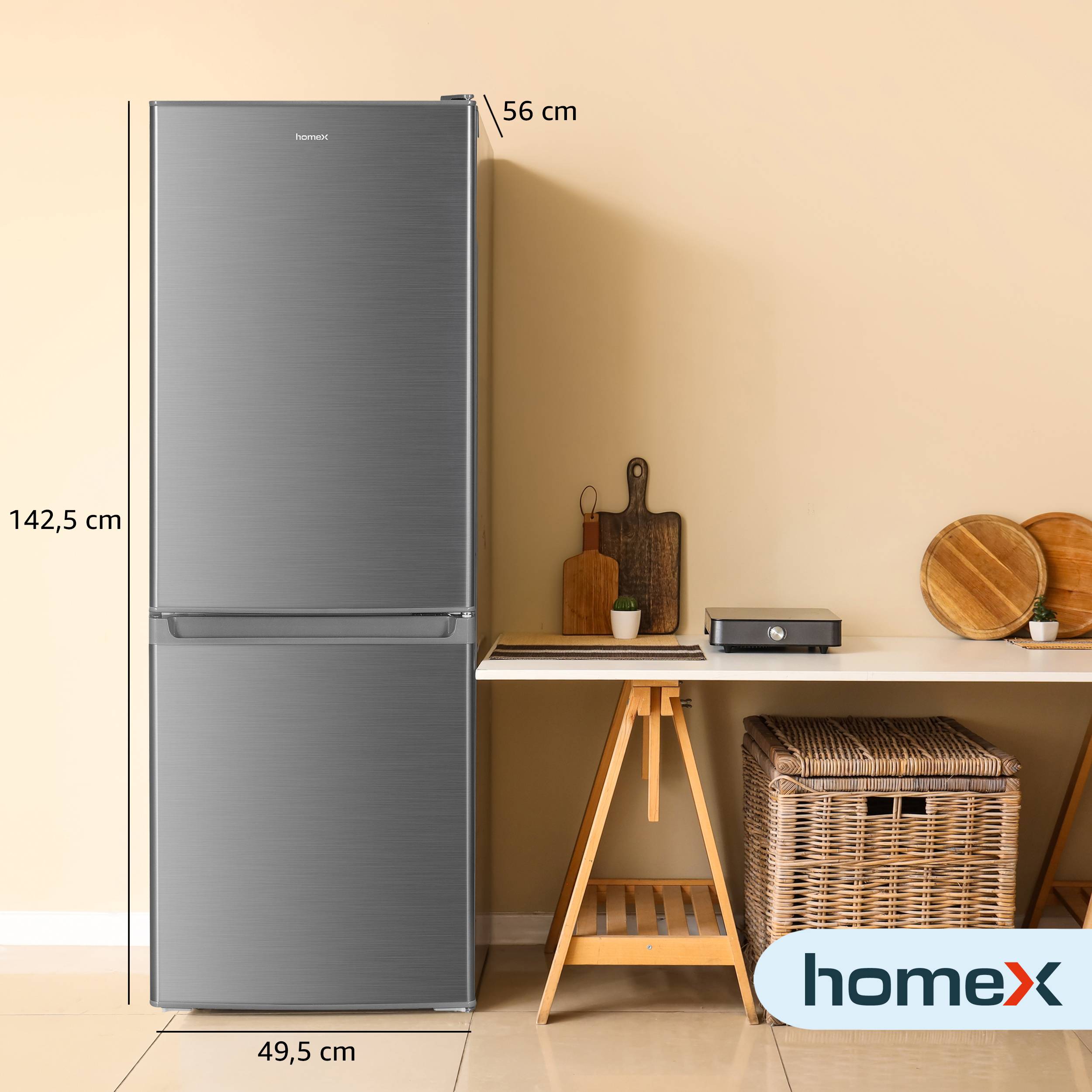 homeX Kühlschrank mit Gefrierfach | Kühl-Gefrierkombination freistehend | 173 Liter Nutzinhalt | CFS1110-S silber-2