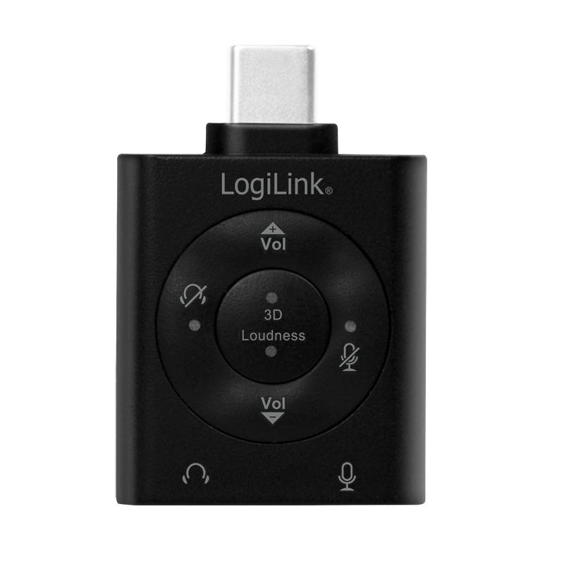LogiLink USB-C Audio Adapter, C/M zu 2 x 3,5 mm, F, virtuell 7.1, schwarz-2